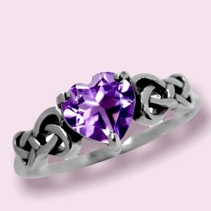1 ct Genuine Amethyst Heart Ring sz 5